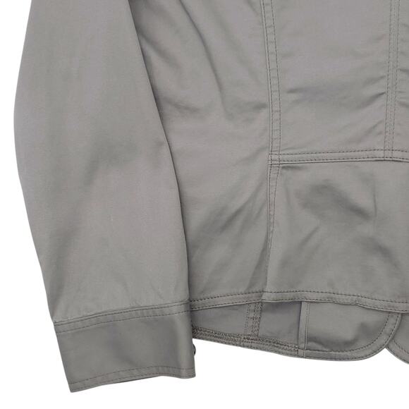 White House Black Market Military Jacket Womens 14 Grey Cropped Pockets - Picture 11 of 12